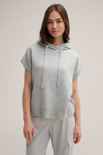Kurzarm-Strickhoodie aus Wolle-Kaschmir