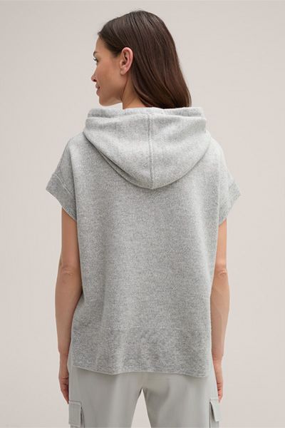 Kurzarm-Strickhoodie aus Wolle-Kaschmir