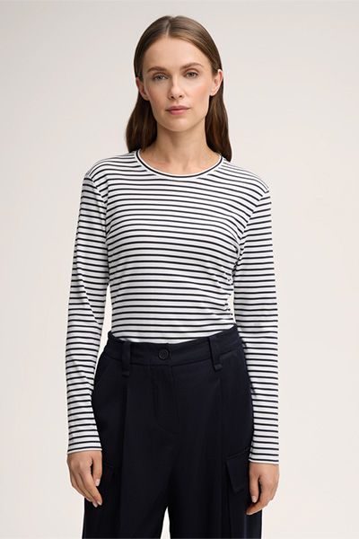 Gestreiftes Langarmshirt aus Baumwoll-Interlock
