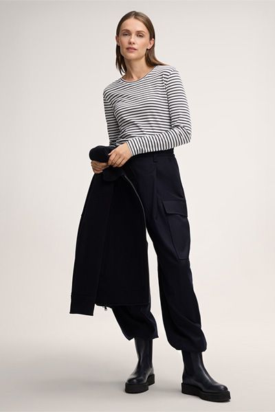 Gestreiftes Langarmshirt aus Baumwoll-Interlock