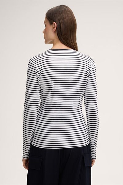 Gestreiftes Langarmshirt aus Baumwoll-Interlock