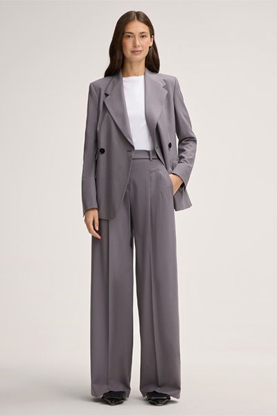 Weit geschnittene Wollhose mit Bundfalten