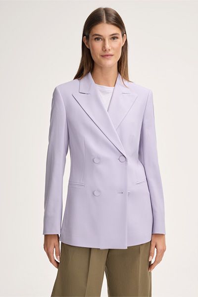 Zweireihiger Blazer aus Schurwoll-Twill