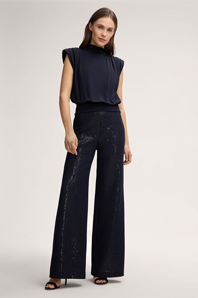 Palazzo-Hose mit Pailletten-Chiffon