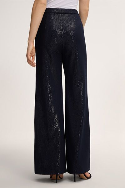 Palazzo-Hose mit Pailletten-Chiffon
