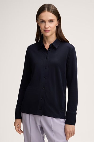 Klassische Interlock-Jersey Hemdbluse