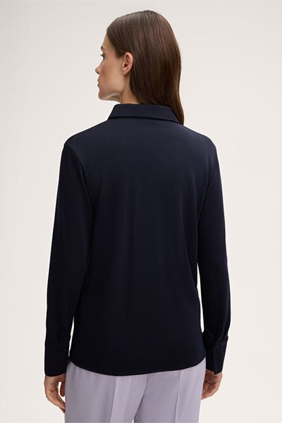 Klassische Interlock-Jersey Hemdbluse