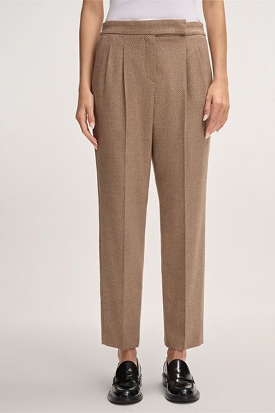 Bundfaltenhose aus Wollmix im Jogger-Stil