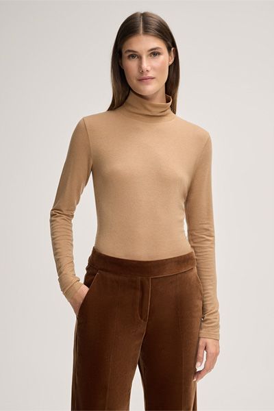 Schmal geschnittenes Wollstretch-Rollkragenshirt