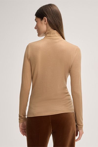 Schmal geschnittenes Wollstretch-Rollkragenshirt