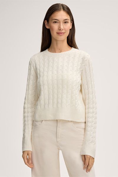 Zopfmuster-Pullover aus Woll-Kaschmir-Mix