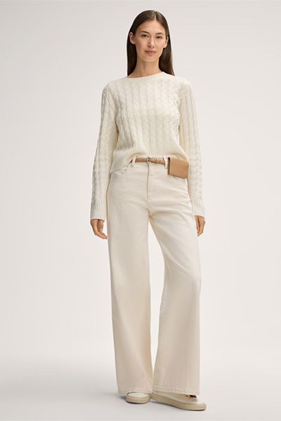 Zopfmuster-Pullover aus Woll-Kaschmir-Mix
