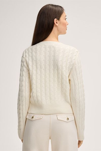 Zopfmuster-Pullover aus Woll-Kaschmir-Mix