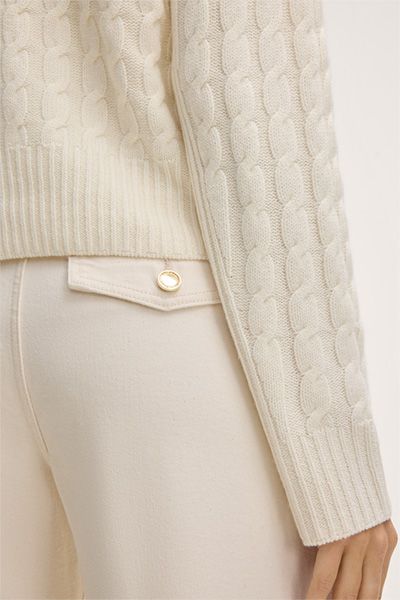 Zopfmuster-Pullover aus Woll-Kaschmir-Mix
