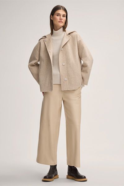 Übergroße Doubleface-Wolljacke mit Kapuze