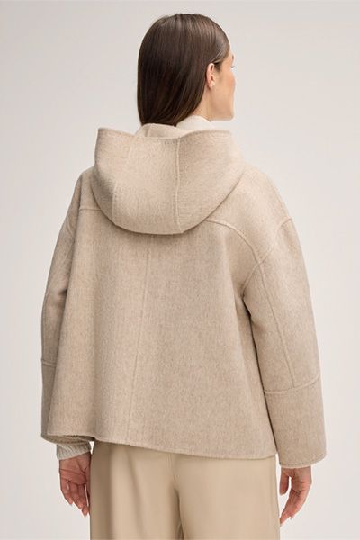 Übergroße Doubleface-Wolljacke mit Kapuze