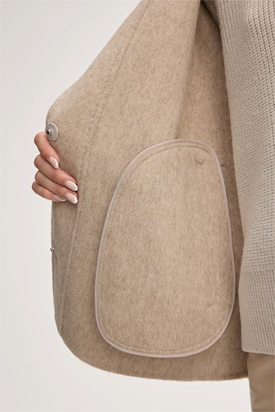 Übergroße Doubleface-Wolljacke mit Kapuze