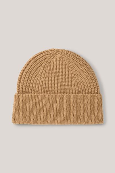 Klassische Beanie aus Kaschmir-Rippstrick