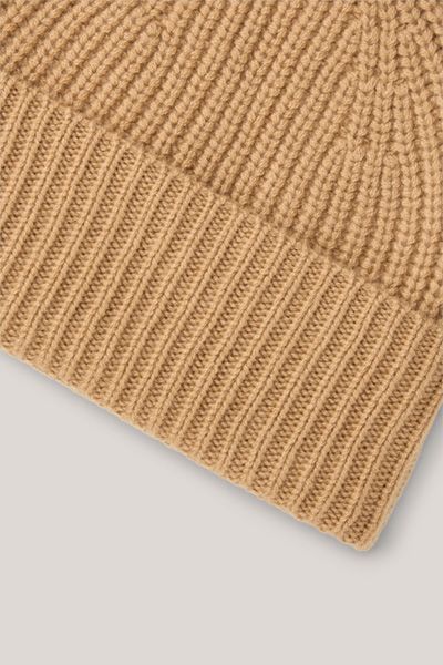 Klassische Beanie aus Kaschmir-Rippstrick