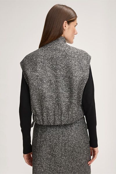 Doppelreihige Fischgrät-Tweed-Weste