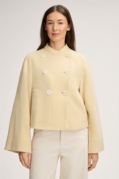Doppelreihige Wollmix-Jacke im Cape-Stil