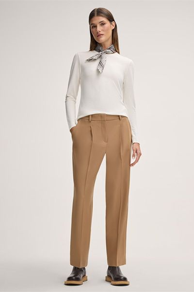 Wollflanell-Bundfaltenhose im Jogger-Stil