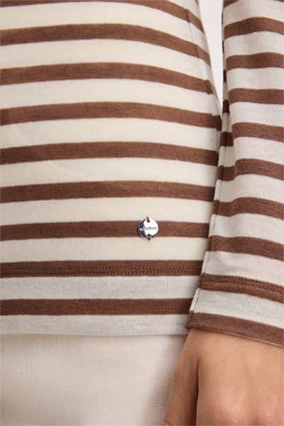 Gestreiftes Lyocell-Woll-Langarmshirt