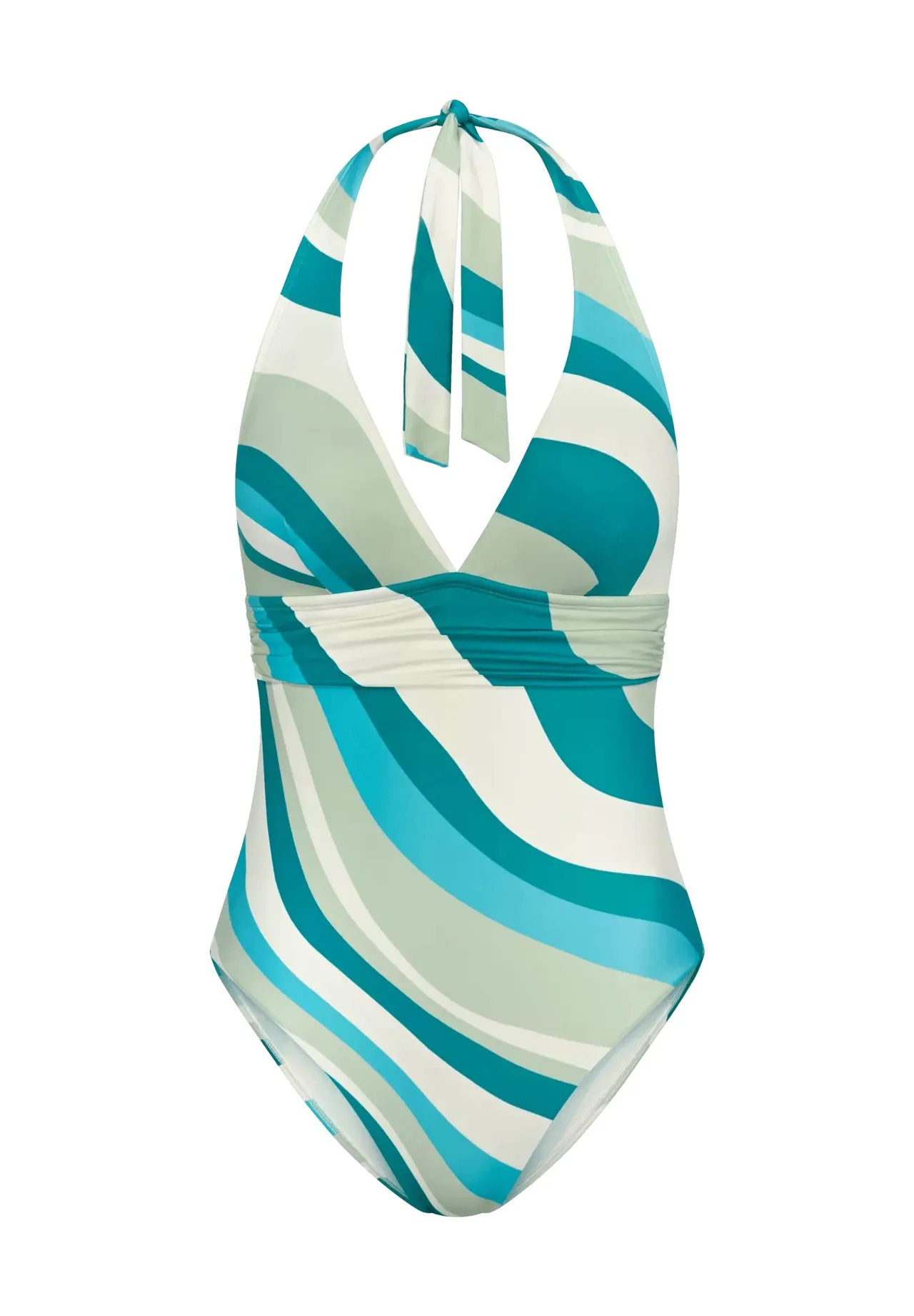 Neckholder-Badeanzug mit Wirbelmuster