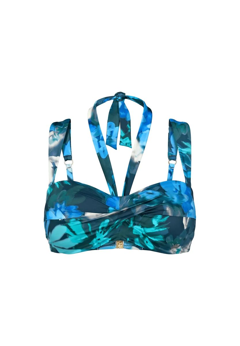 Bikini-Top mit Blumenmuster und Raffung