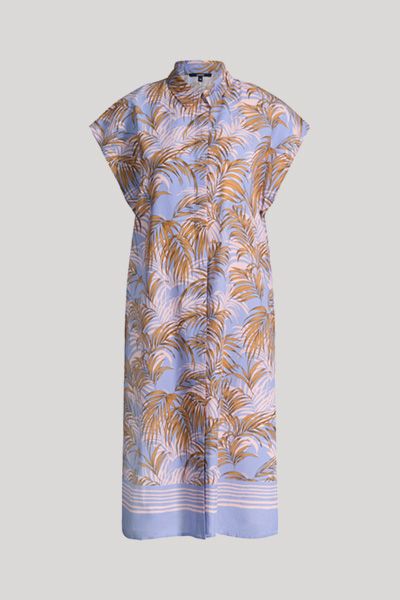 Midi-Hemdblusenkleid mit Palmen-Print