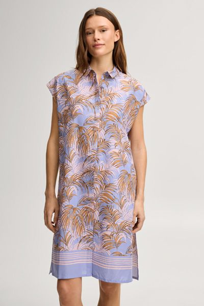 Midi-Hemdblusenkleid mit Palmen-Print