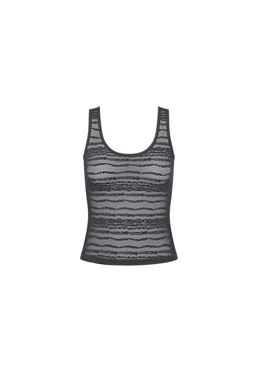 Transparentes Tanktop mit Streifenspitze