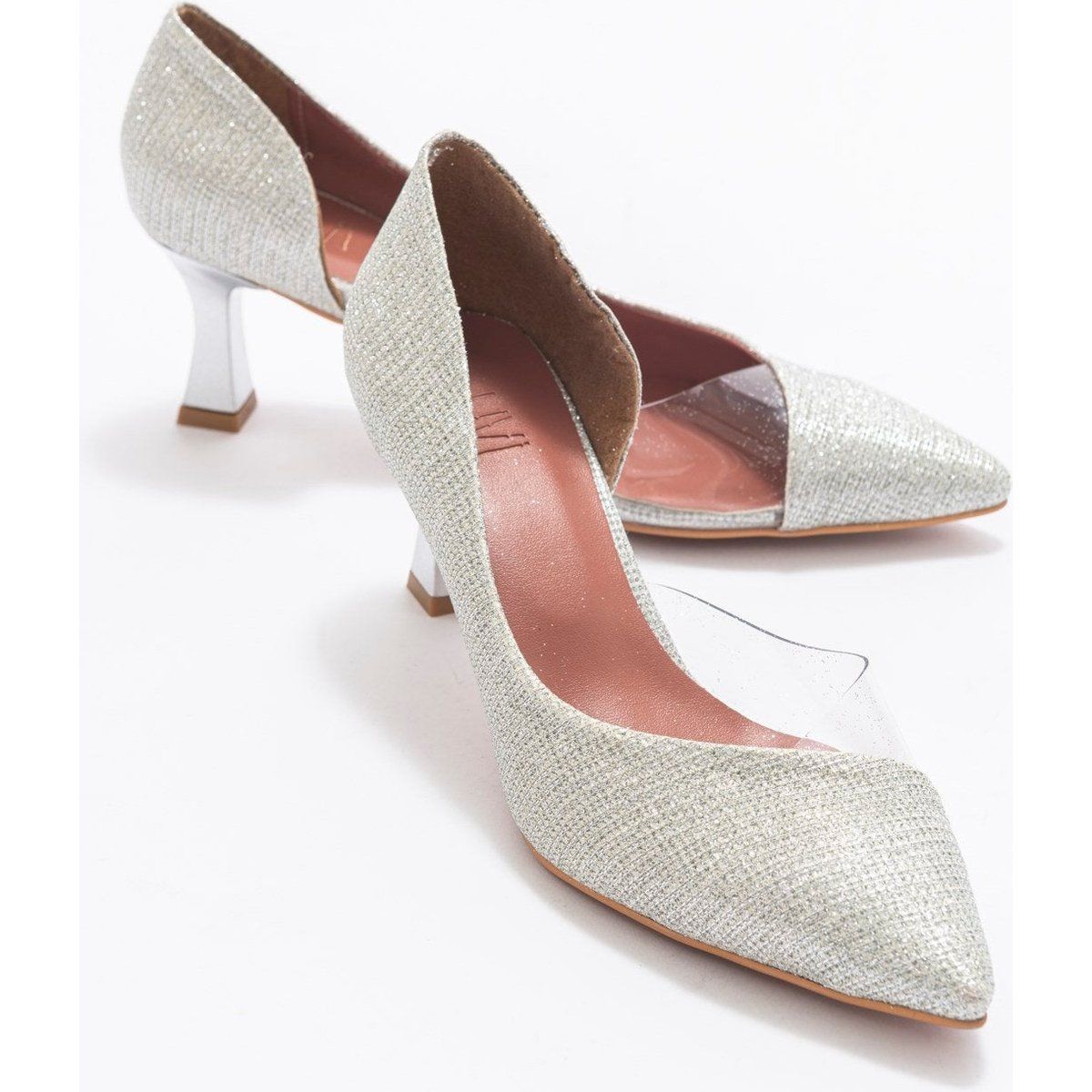 Spitze Pumps mit Glitter