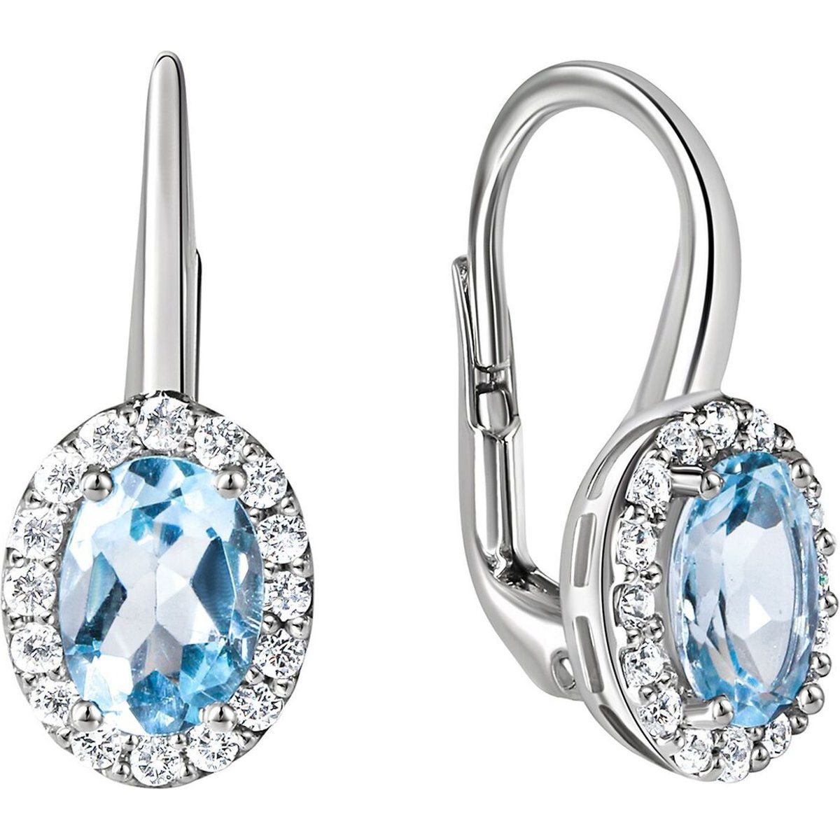 Elegante Blautopas Halo Ohrhänger