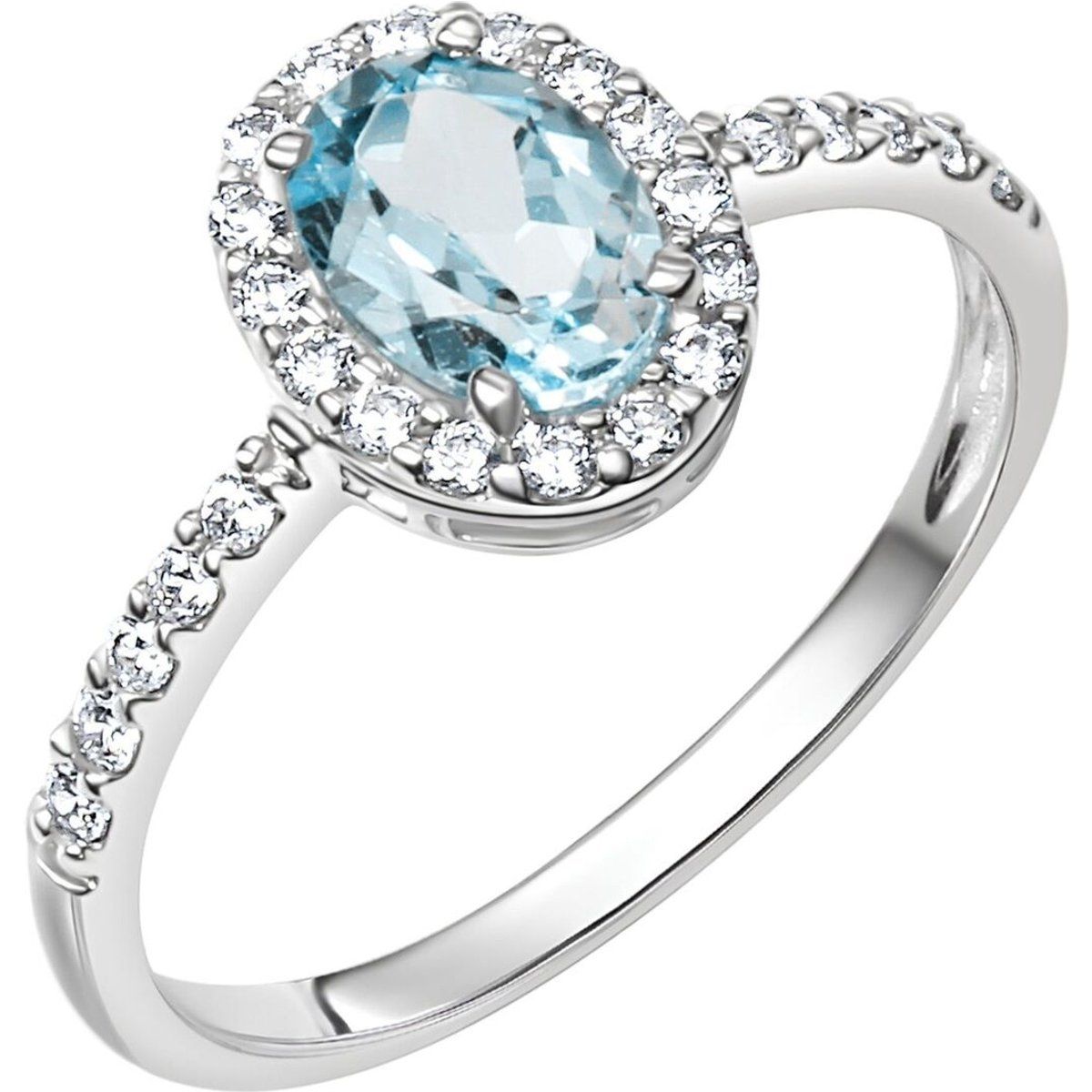Ovaler Blautopas Halo Ring