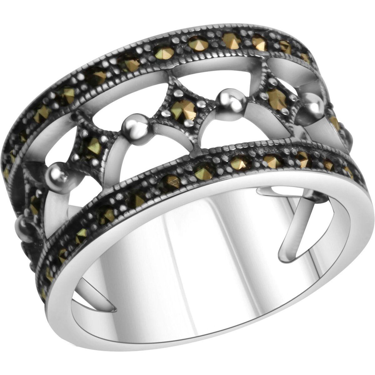 Markasit-Ring aus oxidiertem Sterlingsilber