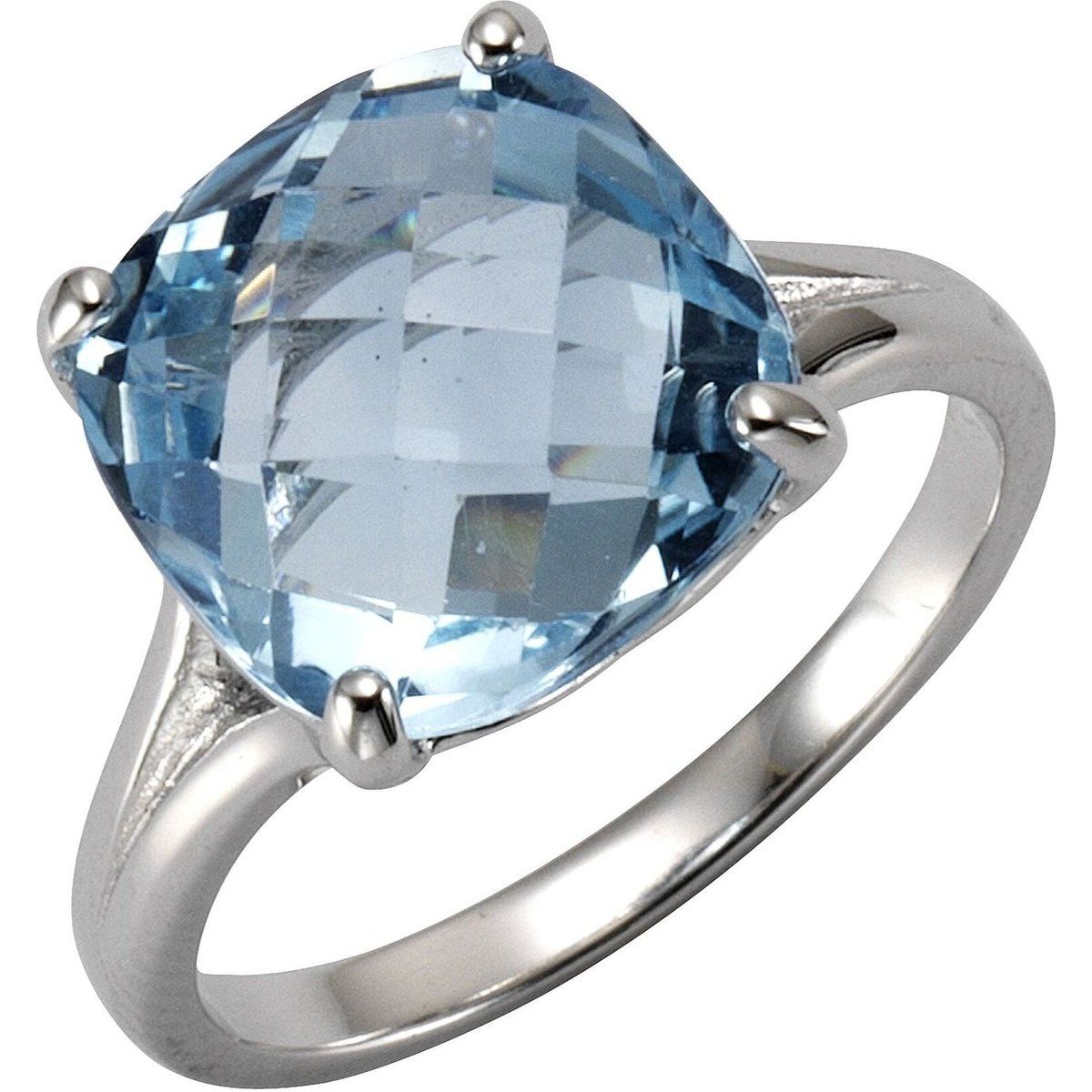 Ring mit Blautopas im Kissenschliff