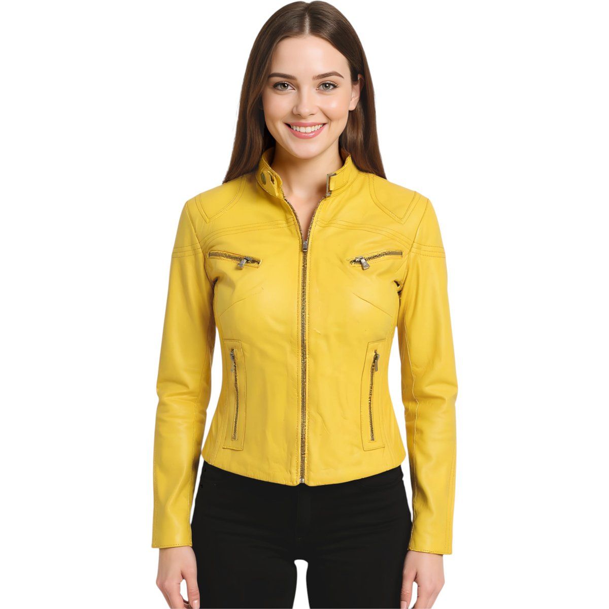 Klassische Slim-Fit Bikerjacke aus Nappaleder
