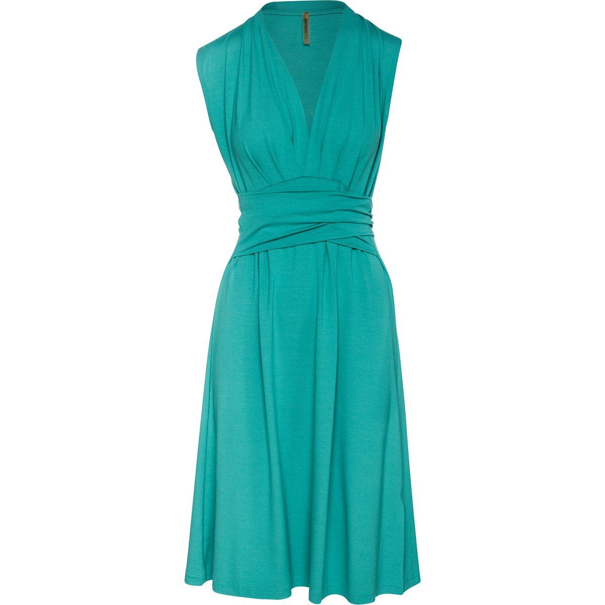 Ärmelloses V-Ausschnitt-Kleid mit Schärpe