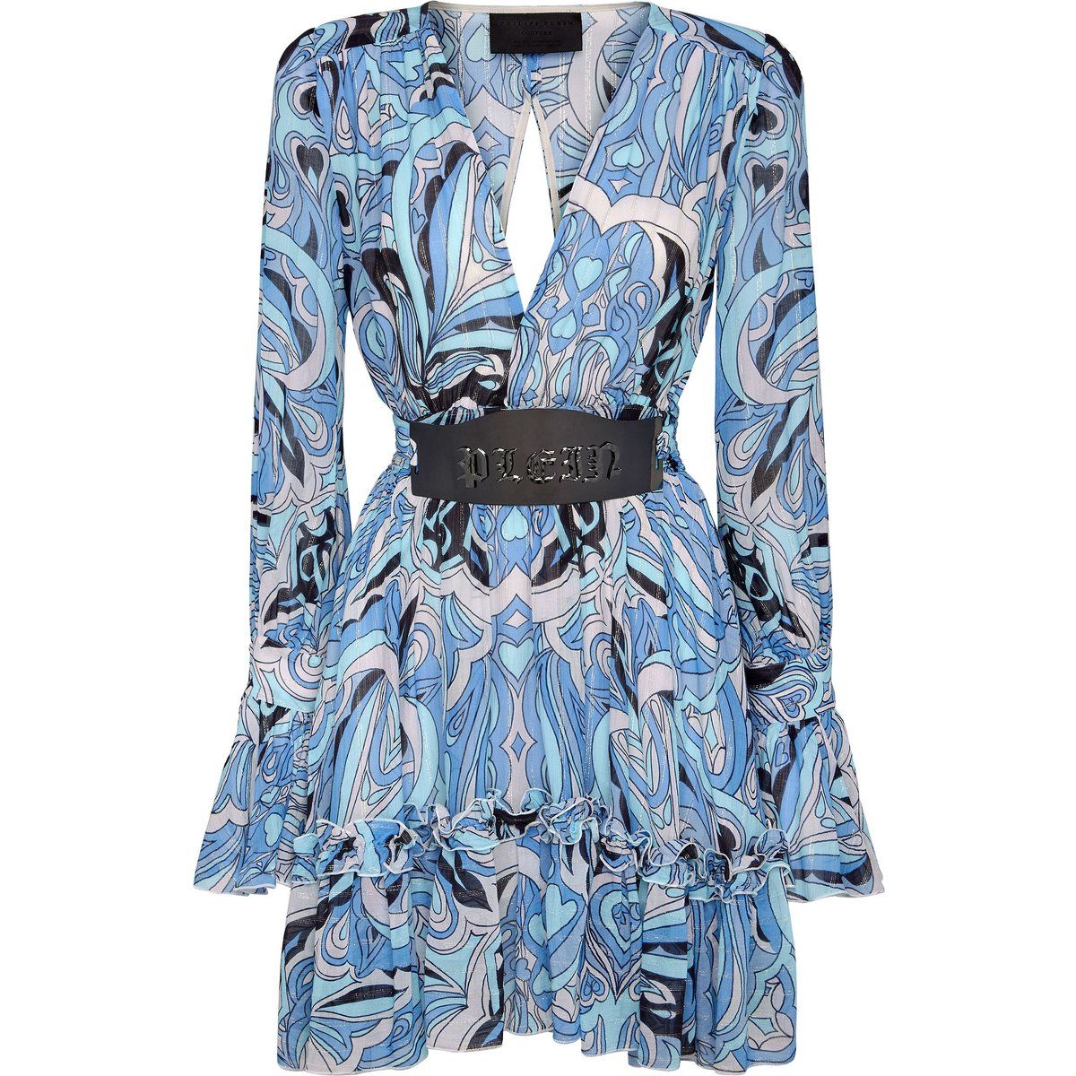 Minikleid mit Zirkus-Print aus Seidenchiffon