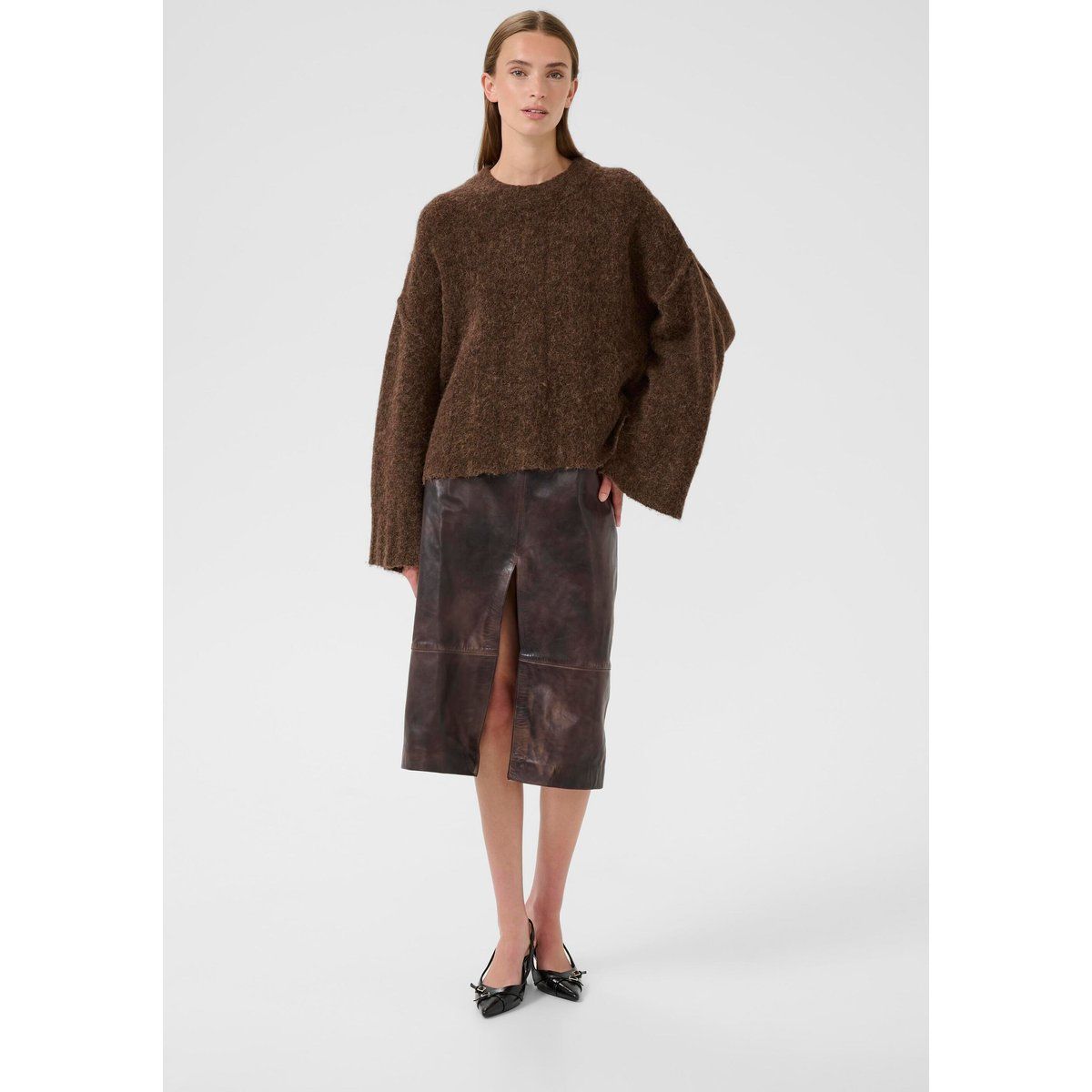 Strukturierter Alpaka-Woll-Pullover im Oversized-Stil