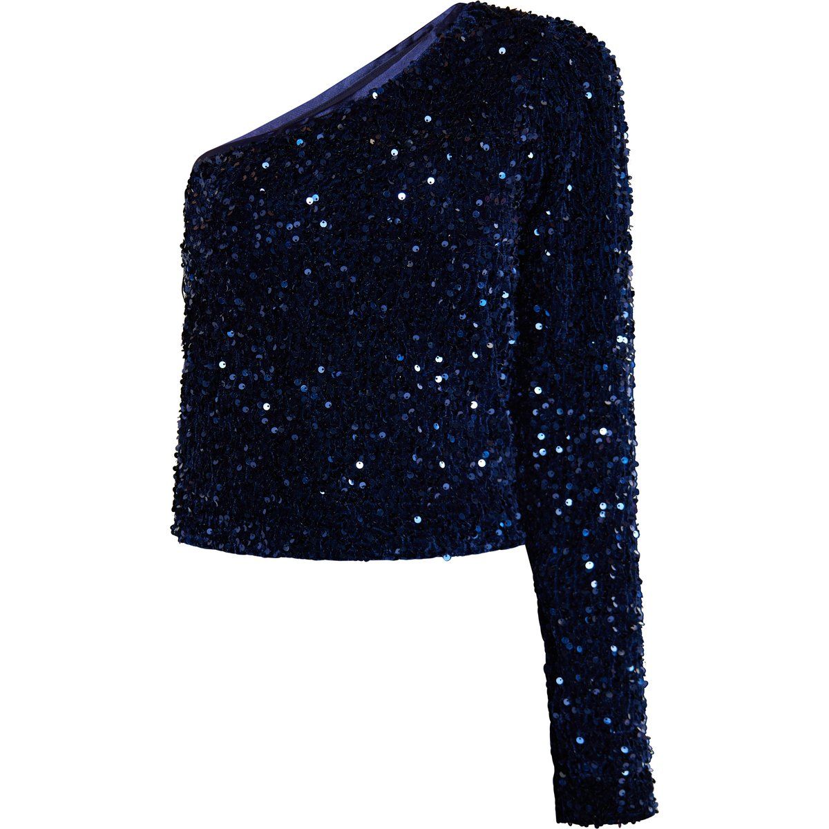 Kurzgeschnittenes One-Shoulder-Top mit Pailletten