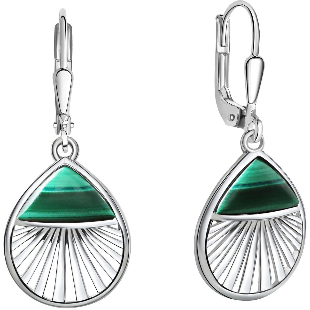 Malachit Ohrhänger mit Sonnenstrahl-Design