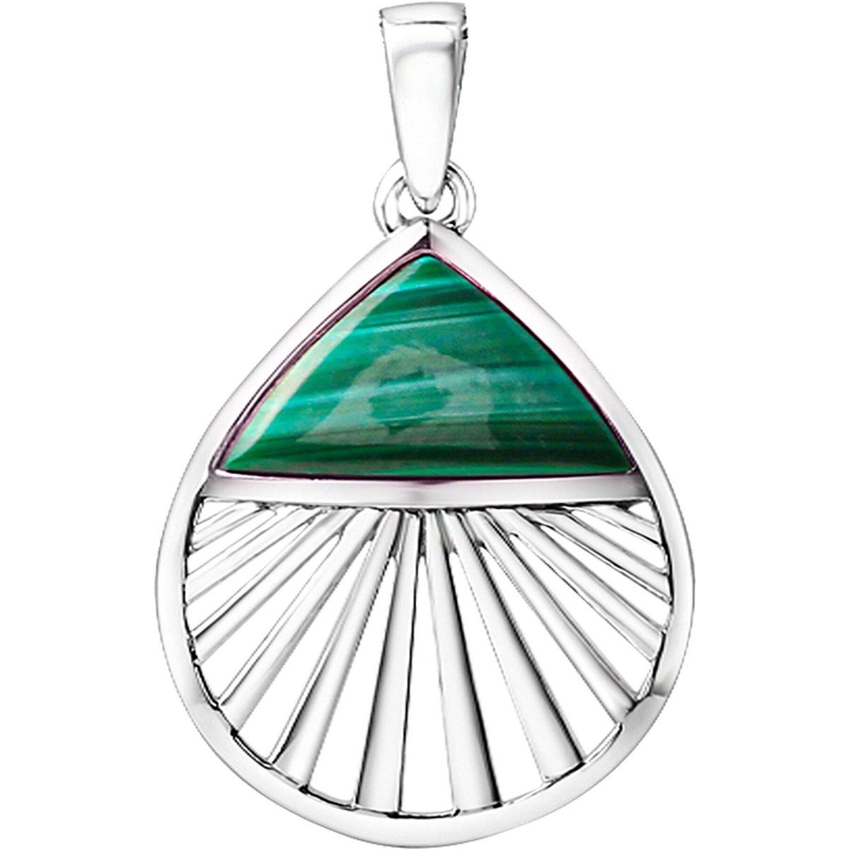 Malachit-Silberanhänger mit Sonnenstrahl-Design