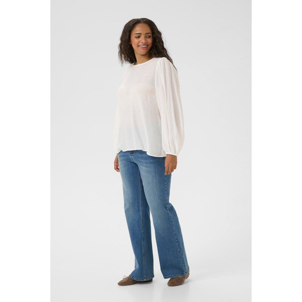 Lockere Bluse mit gerafften Ärmeln