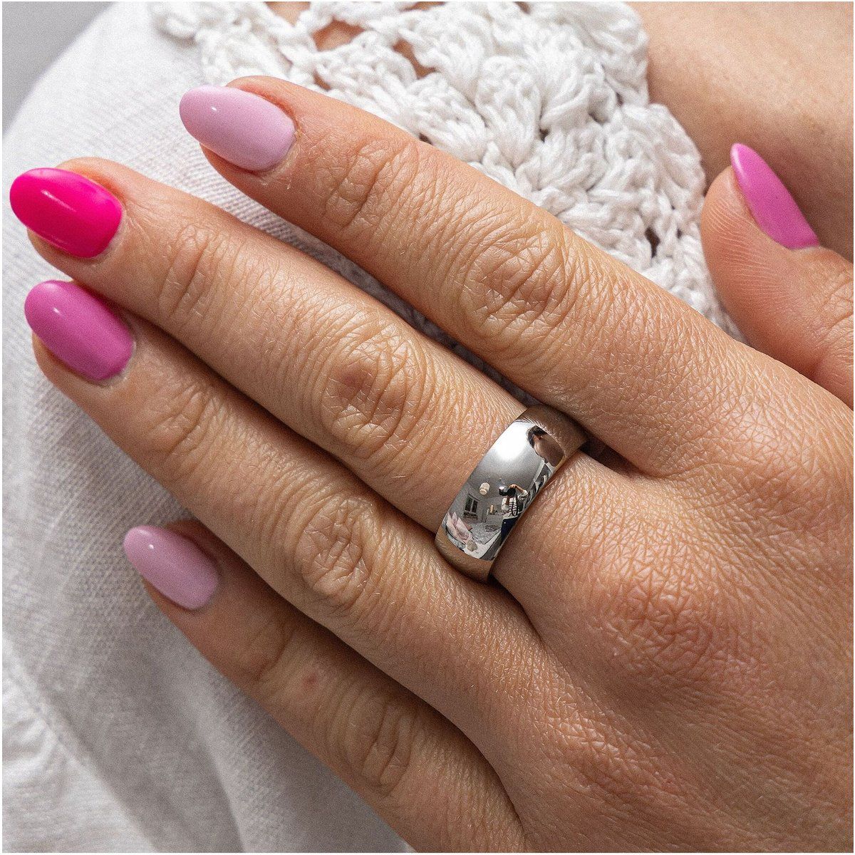 Polierter Edelstahl Bandring