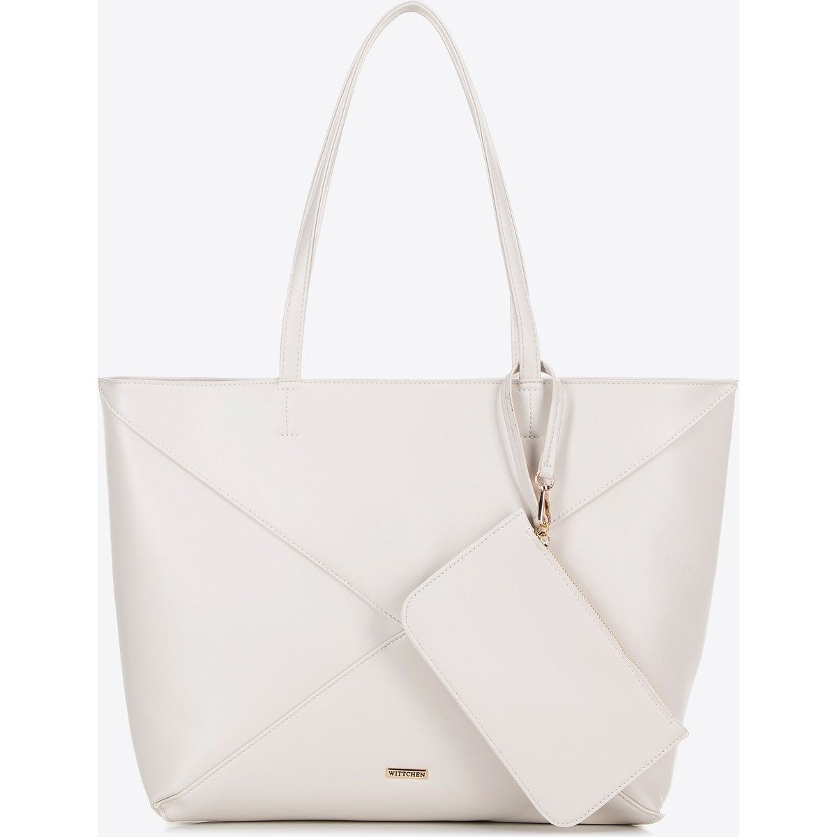 Shopper aus Kunstleder mit Ziernähten