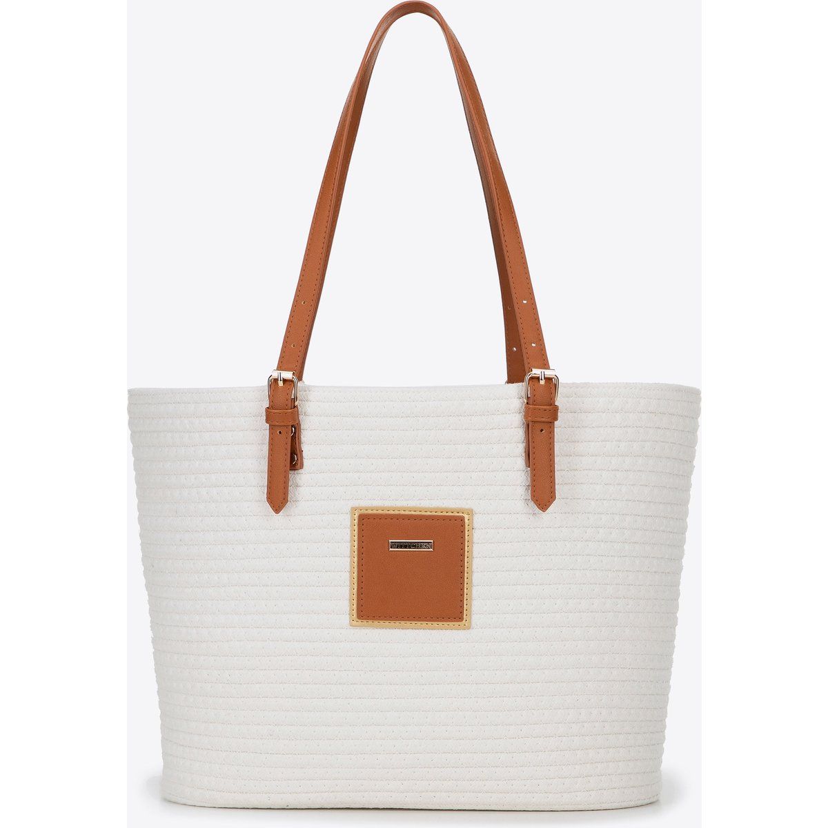 Strukturierte Shopper-Tasche mit Schnallenriemen