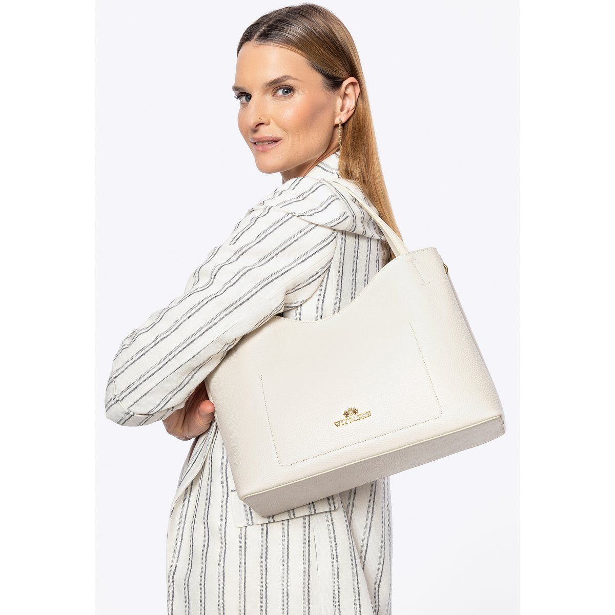 Strukturierter Leder-Shopper mit Innentasche