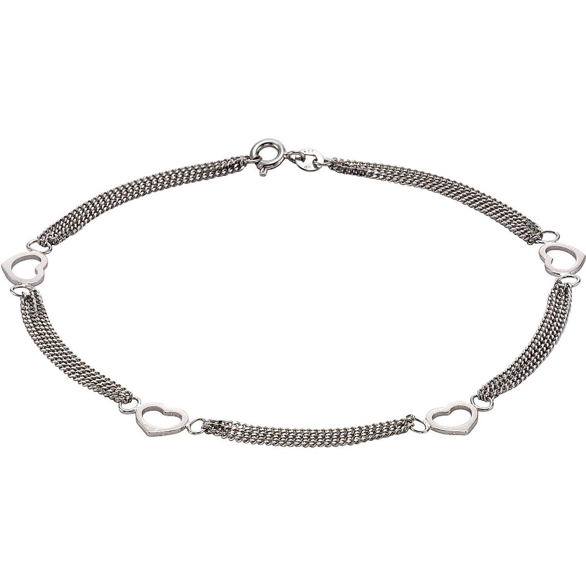 Zarte silberne Fußkette mit Herzmotiv